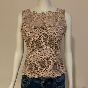 Kay Celine small blouse lace sleeveless cocktail holiday